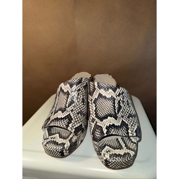 Vince Platform Mule Sandal in Snake Skin Embossed Leather - Picture 2 of 8